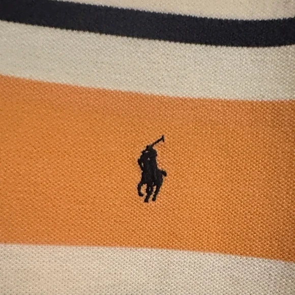 Polo by Ralph Lauren Men's Orange and White Striped Polo - Picture 2 of 4